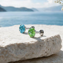 Firework-Cut Round CZ flat back earrings