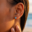 Firework-Cut Round CZ flat back earrings