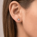 Firework-Cut Round CZ flat back earrings