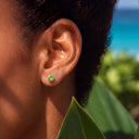 Firework-Cut Round CZ flat back earrings
