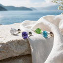 Firework-Cut Round CZ flat back earrings
