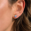 Fluorescent Opal Round-Bezel flat back earrings
