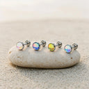 Fluorescent Opal Round-Bezel flat back earrings