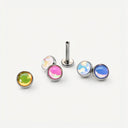 Fluorescent Opal Round-Bezel flat back earrings