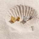 Fluted Block flat back earrings