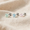 Frosted Pastel Square CZ flat back earrings