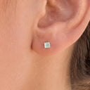 Frosted Pastel Square CZ flat back earrings