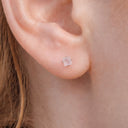 Frosted Pastel Square CZ flat back earrings