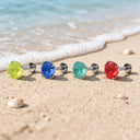 Frosted Round CZ  flat back earrings