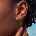 Frosted Round CZ  flat back earrings