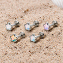 Iridescent Glass Pentagram flat back earrings