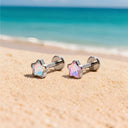 Iridescent Glass Pentagram flat back earrings