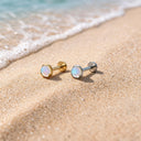 Round-Edged Moonstone flat back earrings