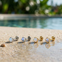 Round-Edged Moonstone flat back earrings