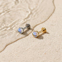 Round-Edged Moonstone flat back earrings
