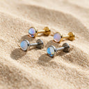 Round-Edged Moonstone flat back earrings