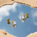 Round-Edged Moonstone flat back earrings