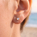 Round-Edged Moonstone flat back earrings